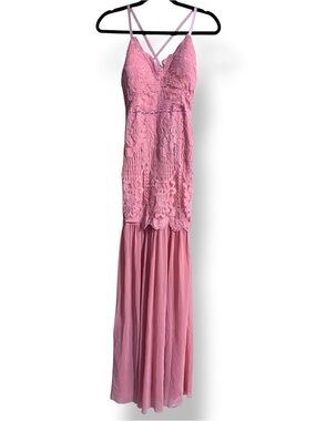 Fashion Nova Pink Lace Maxi Dress